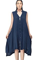 A-line Cotton/Linen Vintage Sleeveless  Dress