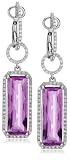 14k White Gold Diamond and Amethyst Dangle Earrings