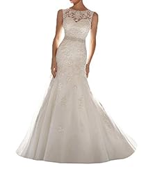 Tulle Applique Lace Sheer Backless Mermaid  Dress