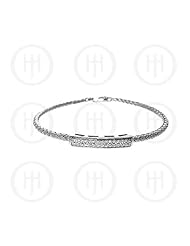 Sterling Silver -CZ Rhodium Plated Tri Colour Bangle - Sterling Silver -(BR-105