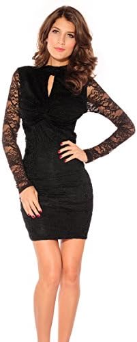 Sanbay Womens New Style Long Sleeves Lace Hip-huggers Skinny Fashion Sexy Dress(Black)