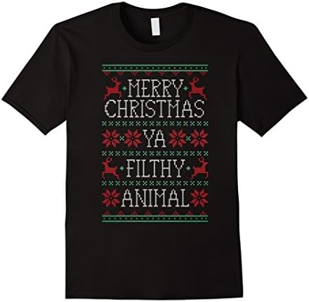 Men's Merry Christmas Ya Filthy Animal T-Shirt Medium Black