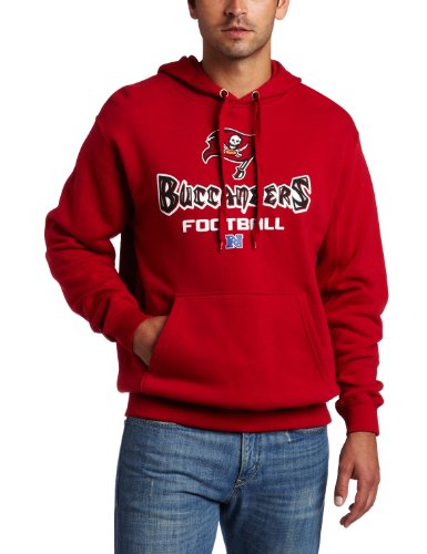 NFL Men's Tampa Bay Buccaneers Critical Victory V Long Sleeve Hooded Fleece Pullover (Bright Cardinal, X-Large)