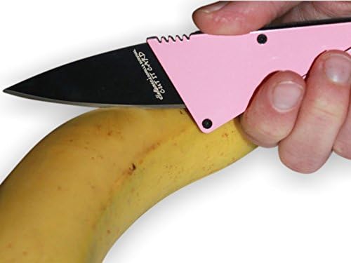 Credit Card Sized Folding Wallet Knife- Perfect Pocket or Survival Tool With Durable, Polished Stainless Steel. 100% Lifetime Guarantee. You'll Love It!! (Pink)