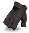 First MFG First Classics Men's Fingerless Leather Gloves. Gel Padded Palm. FI166GEL