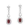 14K White Gold Mozambique Garnet and Diamond Earrings