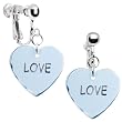 White Love Conversation Heart Clip Earrings