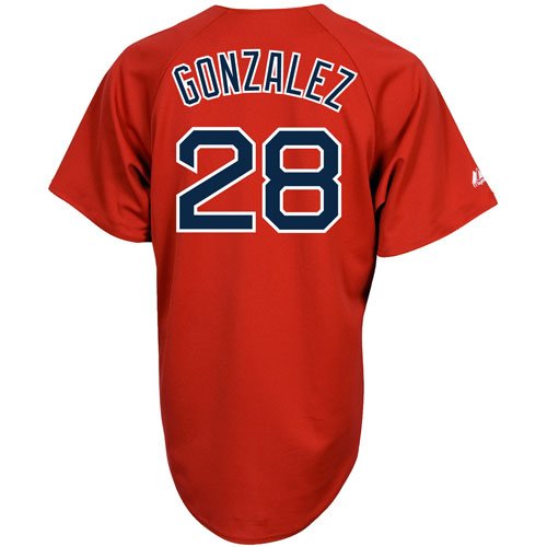 MLB Men's Boston Red Sox Adrian Gonzalez Scarlet Alternate Short Sleeve 6 Button Synthetic Replica Baseball Jersey Spring 2012  (Scarlet, Large)