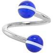 Blue White Striped Spiral Twister Belly Ring