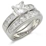 CZ Wedding Rings - Princess Cut Cubic Zirconia Engagement Ring & Wedding Band