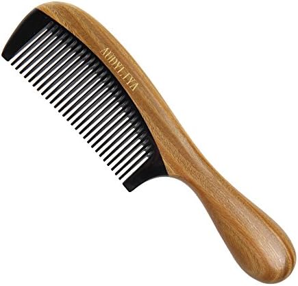 AUDYLIYA Green Sandalwood Hair Comb | No Static Detangling Natural Aroma Handmade Buffalo Horn Comb | Free Premium Giftbox