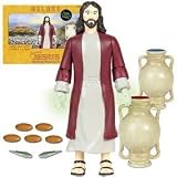 Deluxe Miracle Jesus - Action Figure Has Glow in the Dark hands - Comes with 5 Loaves of Bread, 2 Fish, 1 Water into Wine Jug