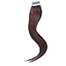 Tape in Hair Extensions Human Hair Dark Brown Seamless Skin Weft Tape in Hair Straight Remy Hair Extensions Tape in 20 PCS Invisible Adhesive 30G Real Hair Extensions Tape on 16 Inch for Women