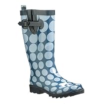 Solid-Rubber Rain Boots - Blue Mod Dots