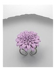 Light Purple Flower Leather Ring In White Base