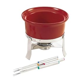 Chantal 3-Cup Ceramic Fun Fondue Set, Red by Chantal