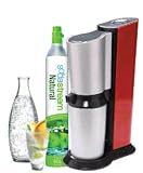 SodaStream 1016512491 Wassersprudler Crystal rot inkl. 1 x Alu-Zylinder 60 L und 1 x 0,6 L Glaskaraffe
