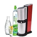 SodaStream 1016512491 Wassersprudler Crystal rot inkl. 1 x Alu-Zylinder 60 L und 1 x 0,6 L Glaskaraffe