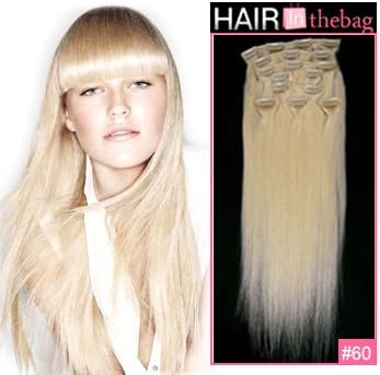 White Blonde(#60) Straight 20"-24" 100g-110g 8PCS Clip In Indian Remy Hair Extensions