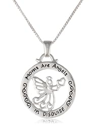 Sterling Silver "Moms Are Angels In Disguise" Reversible Angel Pendant Necklace, 18"