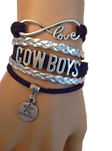 GeauxDat Collectibles NFL Team Dallas Cowboys Football Team Women's Infinity Bracelet Navy Silver Custom Bracelet