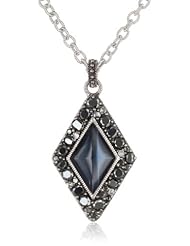 Judith Ripka "Downtown" Kite Shape Black and Blue Pendant Necklace, 17"