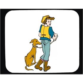 Decorated Mouse Pad with human, body, individuals, individual, boy, persons, leash, humans, people, child, pet, person, dog