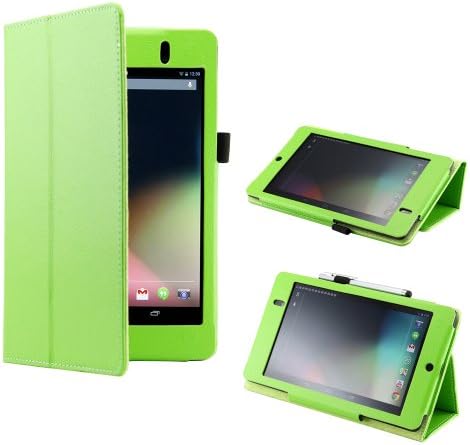 Green PU Leather Sleep Wake Folio Kickstand Magnetic Case Cover for New 2013 Nexus 7 2nd Generation