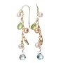 14k Yellow Gold Freshwater Cultured Pearl, Peridot, and Blue Topaz Earrings