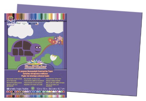 Pacon SunWorks Construction Paper, 12-Inches by 18-Inches, 50-Count, Violet (7207)