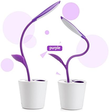 Decorative Plants Table Lamp,Portable Folding Desk Lamp 3-Level Dimmer and Decor Plant Pencil Holder for Reading Studying Travel Working,Protect Eye High Light Desk Reading Lamp(USB Powered)