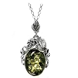 IMAGE OF Baltic Green Amber and Sterling Silver Royal Grapevine Pendant, 18