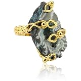 Devon Leigh Dark Blue Drusy 18k Plated Ring, S