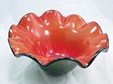 Murano Design Mouth Blown Gold Plated Rainbow Pattern Glass Plate C-2