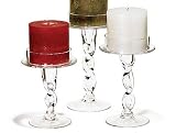 Set of 3 Size Glass Pillar Holders with Twisted Base