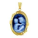 14K Yellow Gold Mother Holding Child Cameo Pendant