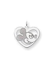 Mickey Mouse Heart Pendant, Sterling Silver