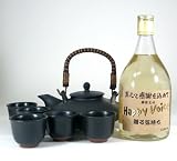 【送料無料】黒千代香セット5客ツル付(【限定酒】長期貯蔵麦焼酎 ハッピーボイス 25度720ml )B1