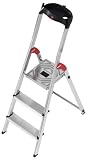 Hailo 8503-001 Alu-Sicherheits-Haushaltsleiter L60 - 3 Stufen mit Multifunktionsschale