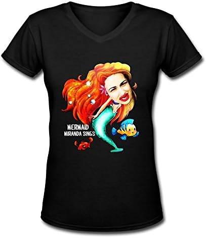FUNSHIN Women's Miranda Sings Where My Baes At V-Neck T-shirt Black XL