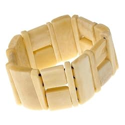 Choco Block Ivory Bone Bangle Stretch Bracelet