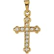 14K Yellow Gold Diamond Cross Pendant - 16.00x11.50mm