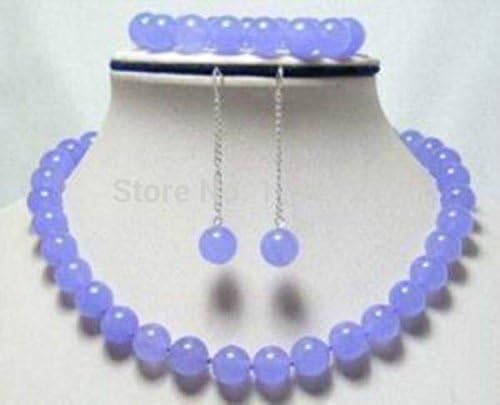 JuliesDeal 10mm Natural Lavender Jade Round Beads Necklace Bracelet Earrings Jewelry Sets Natural Stone AAA Grade £¨color:orange£©