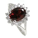 1.7ct Genuine Natural Garnet Gemstone and Diamond 10k White Gold Ring(Last One)