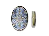 20-21x30-31mm Oval Mother of Pearl Blue Ornament