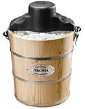 Aroma AIC-206EM 6-Quart Wood-Barrel Ice-Cream Maker, Black