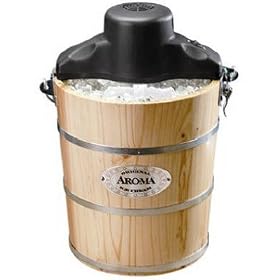 Aroma AIC-206EM 6-Quart Wood-Barrel Ice-Cream Maker, Black