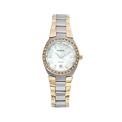 Fossil Women's AM4183 Two-Tone Quartz Mother-of-Pearl Dial Watch