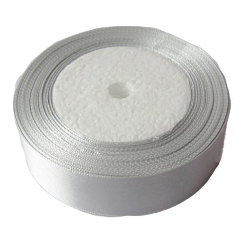 OurWarm Silver 1″ Inch 25mm Wide Satin Ribbon 25Yard Birthday Party/Craft/Wedding Favors Bow Scrapbooking Decor (75FT)