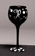 Winogram - Monogram Black Polka Dot Wine Glass - R Winogram - Monogram Black Polka Dot Wine Glass - R